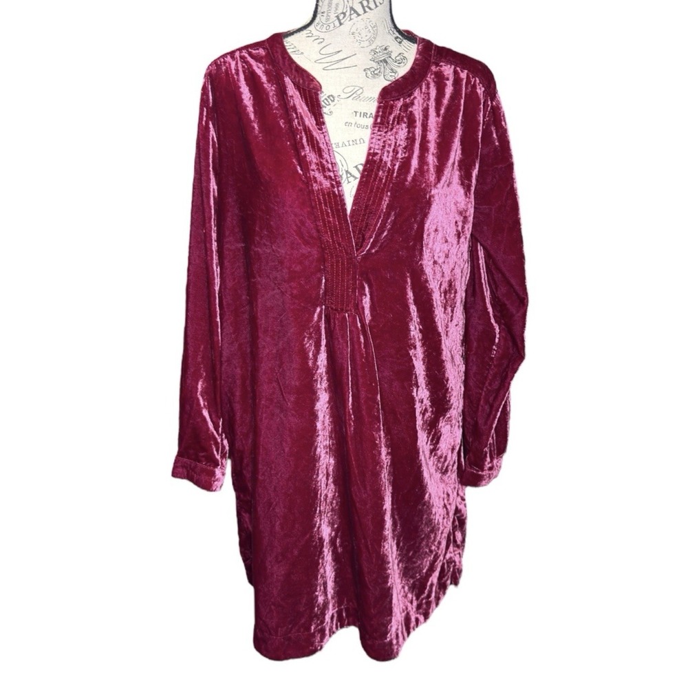 Anthropologie Melody Dress Sz‎ Small Velvet Tunic Burgundy Whimsigoth Romantic